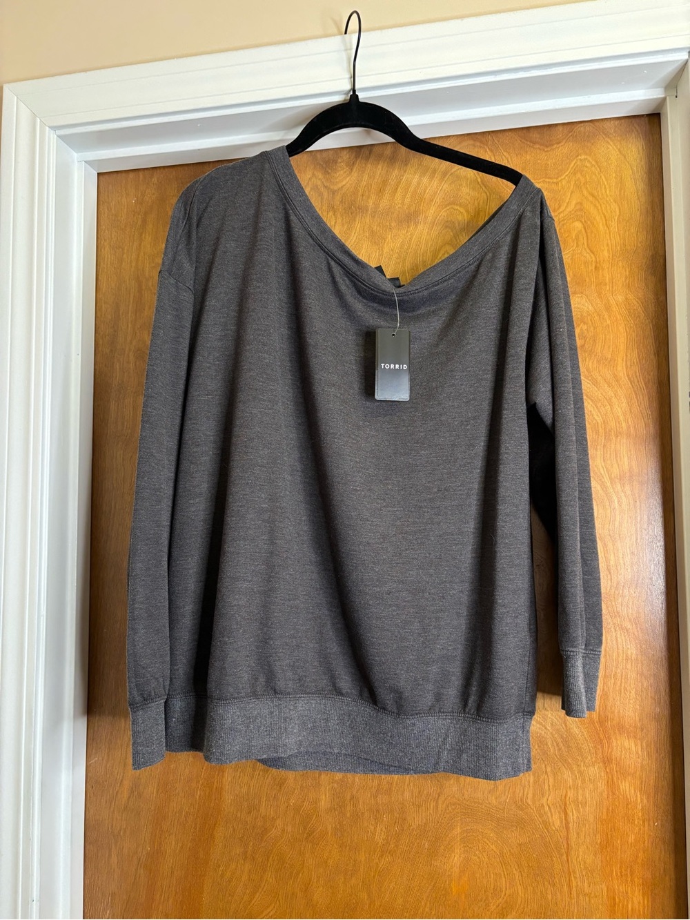 torrid Charcoal Gray Off-Shoulder Sweatshirt